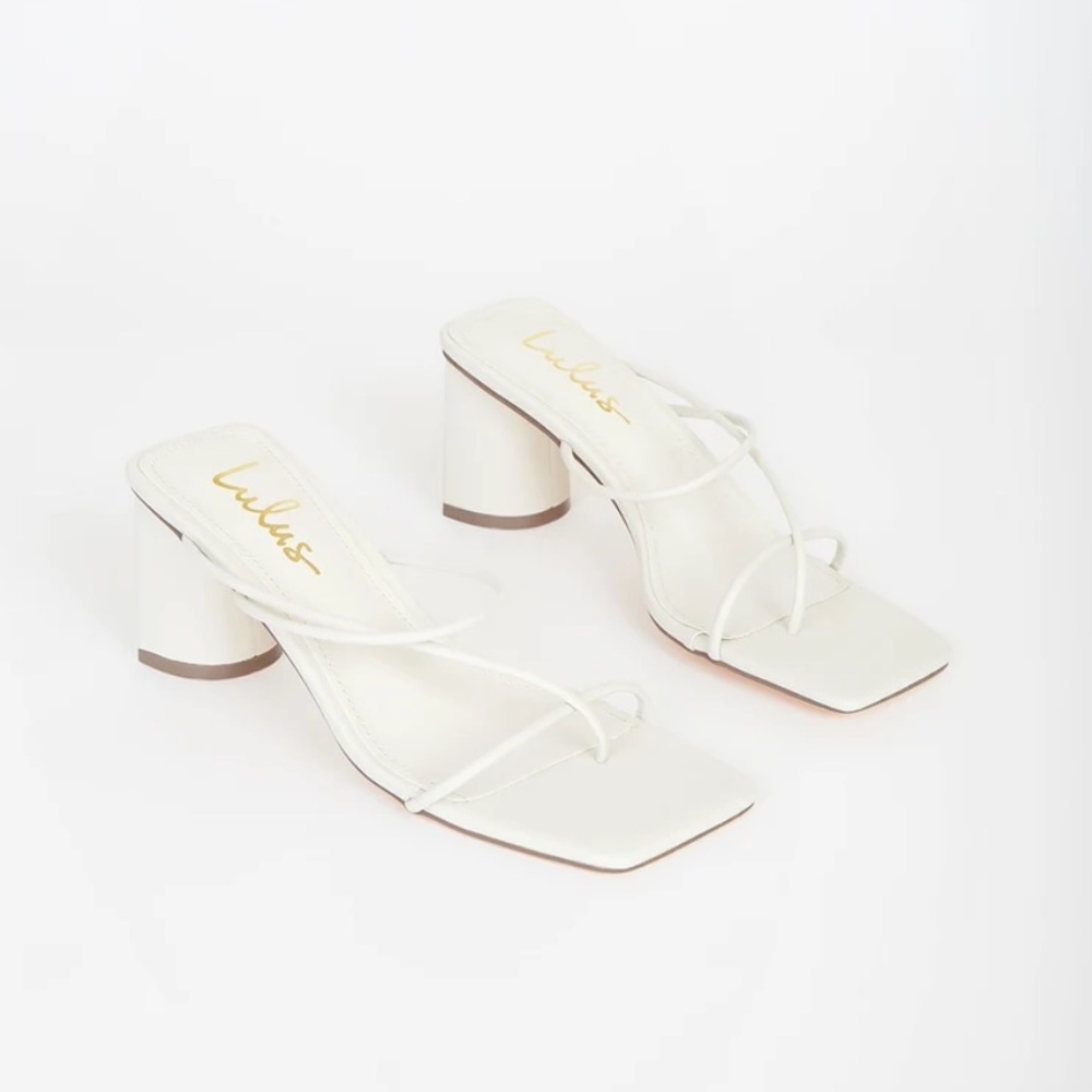 Lulu’s Jocelynn Bone Strappy High Heel Sandals - Picture 1 of 6